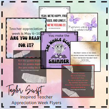 Preview of Taylor Swift Themed Teacher Appreciation Flyers