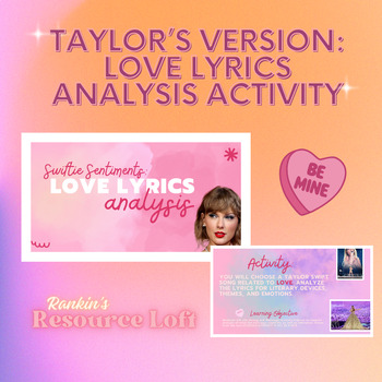 Preview of Taylor Swift ELA Activity: Love Lyrics Analysis & Worksheet