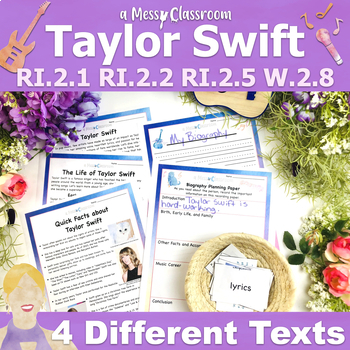 Preview of Taylor Swift Women History 2nd Grade Biography Reading RI2.1 RI.2.2 RI.2.5 W.2.8