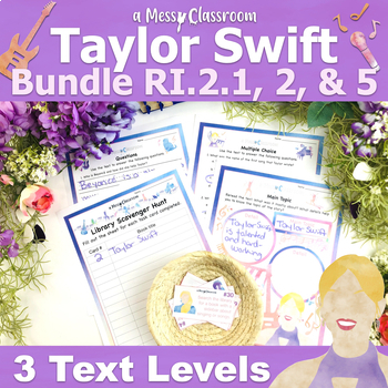 Preview of Taylor Swift Women's History 2nd Grade Nonfiction Reading RI2.1 RI.2.2 & RI.2.5