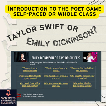 Preview of Taylor Swift or Emily Dickinson? Introductory Biography Activity