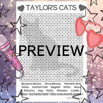 Preview of Taylor Swift's Cats Mega Word Search