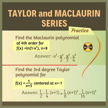 Preview of Calculus: Taylor and Maclaurin Series - Practice (2 parts)