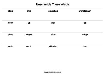 Preview of Te Reo Māori: Verbs Word Unscramble