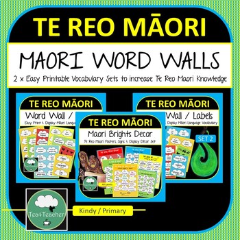 Preview of Te Reo Maori Posters BUNDLE DECOR WORD WALL Vocabulary Labels