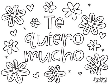 Preview of Te quiero mucho! Hoja de San Valentín para colorear {By Teaching Tutifruti}