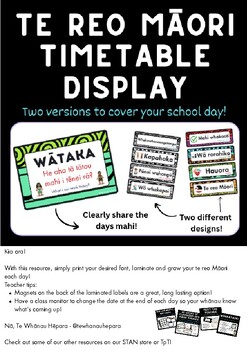 Preview of Te reo Māori wātaka / timetable labels!