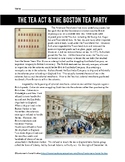 Tea Act & Boston Tea Party Reading Comprehension Worksheet