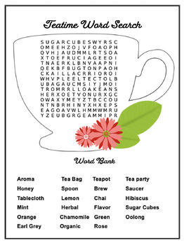 Preview of Tea Party Activities (Picture Puzzle, Bingo, Word Search, Scavenger)