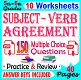 Subject Verb Agreement Worksheets. 5th-6th Grade ELA Revie