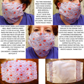 Preview of Tea Time Washable Inkjet Fabric Face Mask 2 Sewing Pattern