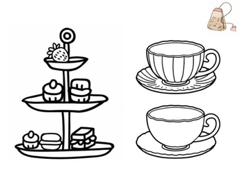Preview of Tea {room, shop, store, party} Dramatic Play Pretend Coloring Sheet