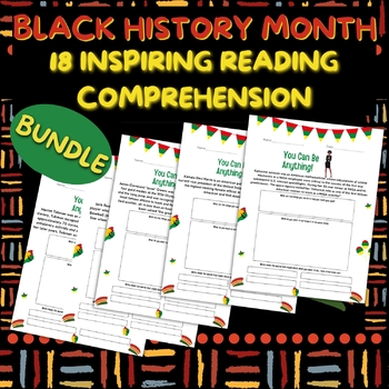 Preview of Teach Black History Month with These 18 Inspiring Reading Comprehension, bundle.