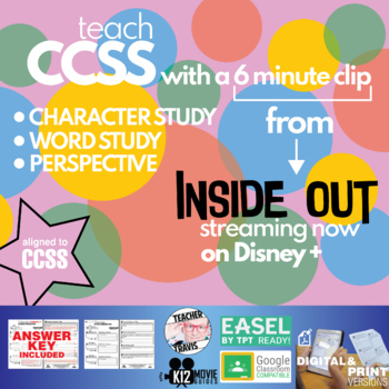 Preview of Teach CCSS with a 6 minute clip from Inside Out (2015) | Character Study