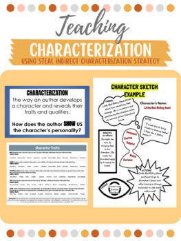Preview of Teach Characterization: STEAL Method- Mini Lesson and Character Sketch Activity