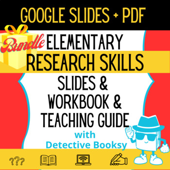 Preview of Elementary Research Skills Google Slides, Workbook, Lesson Bundle