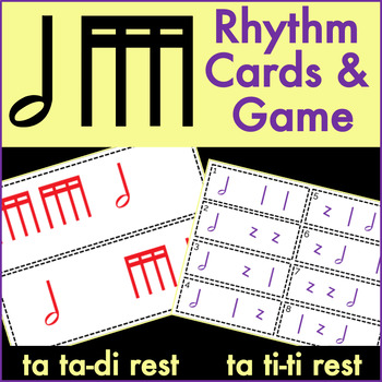 Preview of Teach Half Note & Takadimi (Tikatika) with flashcards, aural dictation & centers