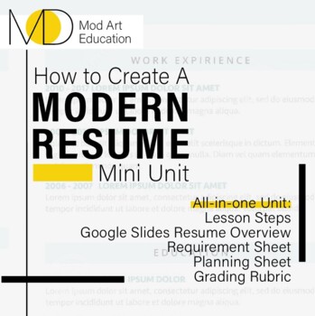 Preview of Teach How to Create a Resume - Graphic Design & Career Prep - Lesson & Rubric
