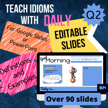 Preview of Teach Idioms-Daily Slides w/timers- Google Slides -Q2