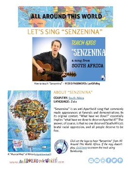 Preview of Teach Kids About South Africa -- Let's Sing "Senzenina" -- All Around This World
