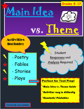 Preview of Theme and Main Idea Activities- Teaching with Poetry, Stories, Fables