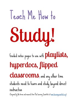 Preview of Teach Me How to Study: Note Taking Beyond Cornell Notes for all subjects