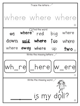 Teach Me Sight Words: WHERE [Interactive Center with Printables and Audio]