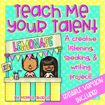 Preview of Teach Me Your Talent {A Speaking, Listening, & Writing Project}