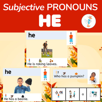 Preview of Teach Pronouns-He/She/We/They Adapted Fall Books BUNDLE-Photo Visual Supports