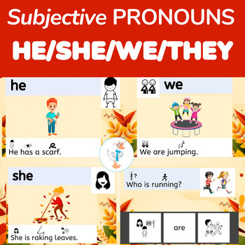 Preview of Teach Pronouns-He/She/We/They Adapted Fall Books BUNDLE-Clipart Visual Supports