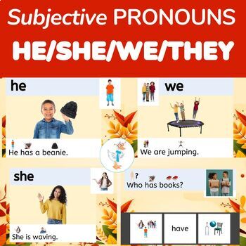 Preview of Teach Subjective Pronouns-He/She/We/They - Adapted Fall/Autumn Books Huge BUNDLE