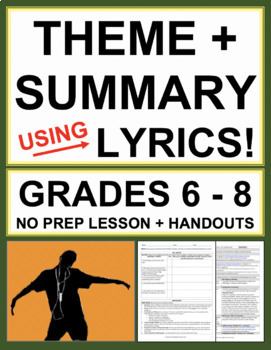 Preview of Teaching Theme and Summary with Song Lyrics | Printable & Digital