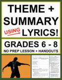 Teaching Theme and Summary with Song Lyrics | Printable & Digital