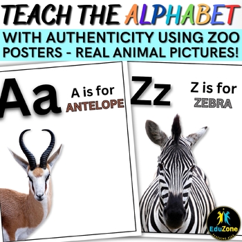 Preview of Teach the Alphabet with Authenticity Using Zoo Posters - Real Animal Pictures!