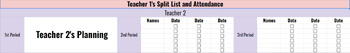 Preview of Teacher Absence: Student Split List Spreadsheet