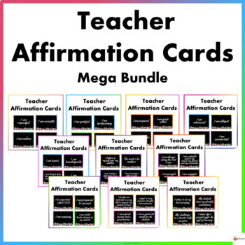 Preview of Positive Affirmation Cards For Teachers Teacher Self-Care Wellness Mega Bundle