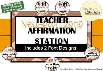 Preview of Teacher Affirmations | Teacher Self-Care| Teacher Appreciation | Neutral Boho