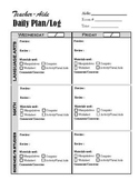 Teacher Aide Daily Plan and Log - Editable