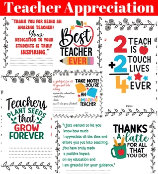 Preview of Teacher Appreciation | 5 Note Cards For Teacher Appreciation Week 2024 | NEW⭐