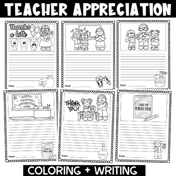 Preview of Teacher Appreciation Activity Writing Paper | Thank You Notes Cards Template