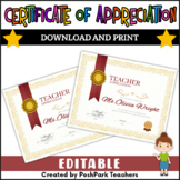 Teacher Appreciation Award Certificate Template