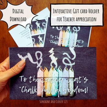 Preview of Teacher Appreciation Card, Thank You Card for Teachers, Gift Card Holder