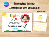 Teacher Appreciation Card From Student, Photo, Editable Te