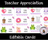 Teacher Appreciation Cards Gift Tags Editable Cards
