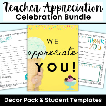 Preview of Teacher Appreciation Celebration Decor Kit: worksheets & decor