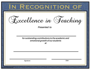 Teacher Appreciation Certificate - Editable by Diazi Blue Learning