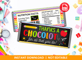 Teacher Appreciation Chocolate Bar Wrappers - Printable Ca