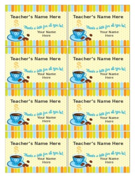 Preview of Teacher Appreciation Coffee Tags (editable & fillable resource)