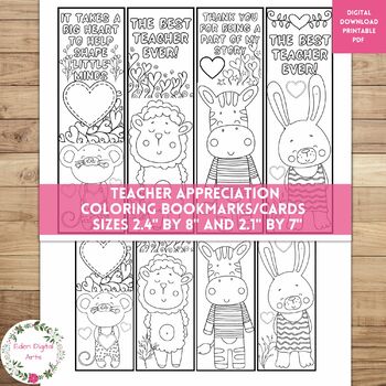 Printable Coloring Bookmarks, Digital Book Marks, Cute Printable