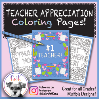 Teacher Appreciation Coloring Pages By Color With Kona Tpt